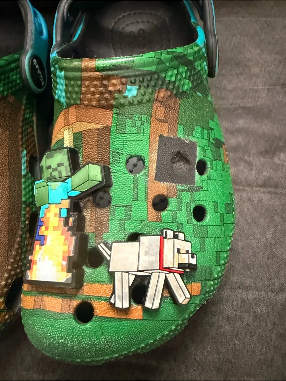 Kids Green Minecraft-Themed Crocs